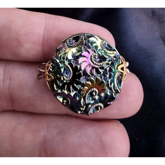 Vintage Northern Lights Carnival Glass Clip On Earrings - Picture 5 of 6